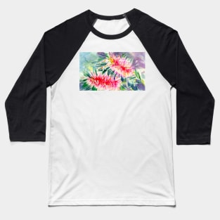 Pink Bottlebrush Rectangle Baseball T-Shirt